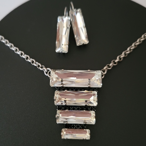 Aurora Crystal Pendant Necklace in Antique Silver - Picture 8 of 11